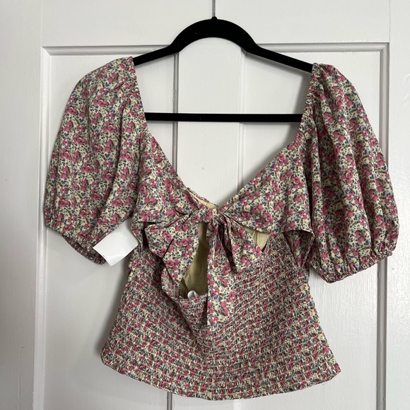 Astr The Label Tie Back Bubble Sleeve Top Large - Picture 5 of 7